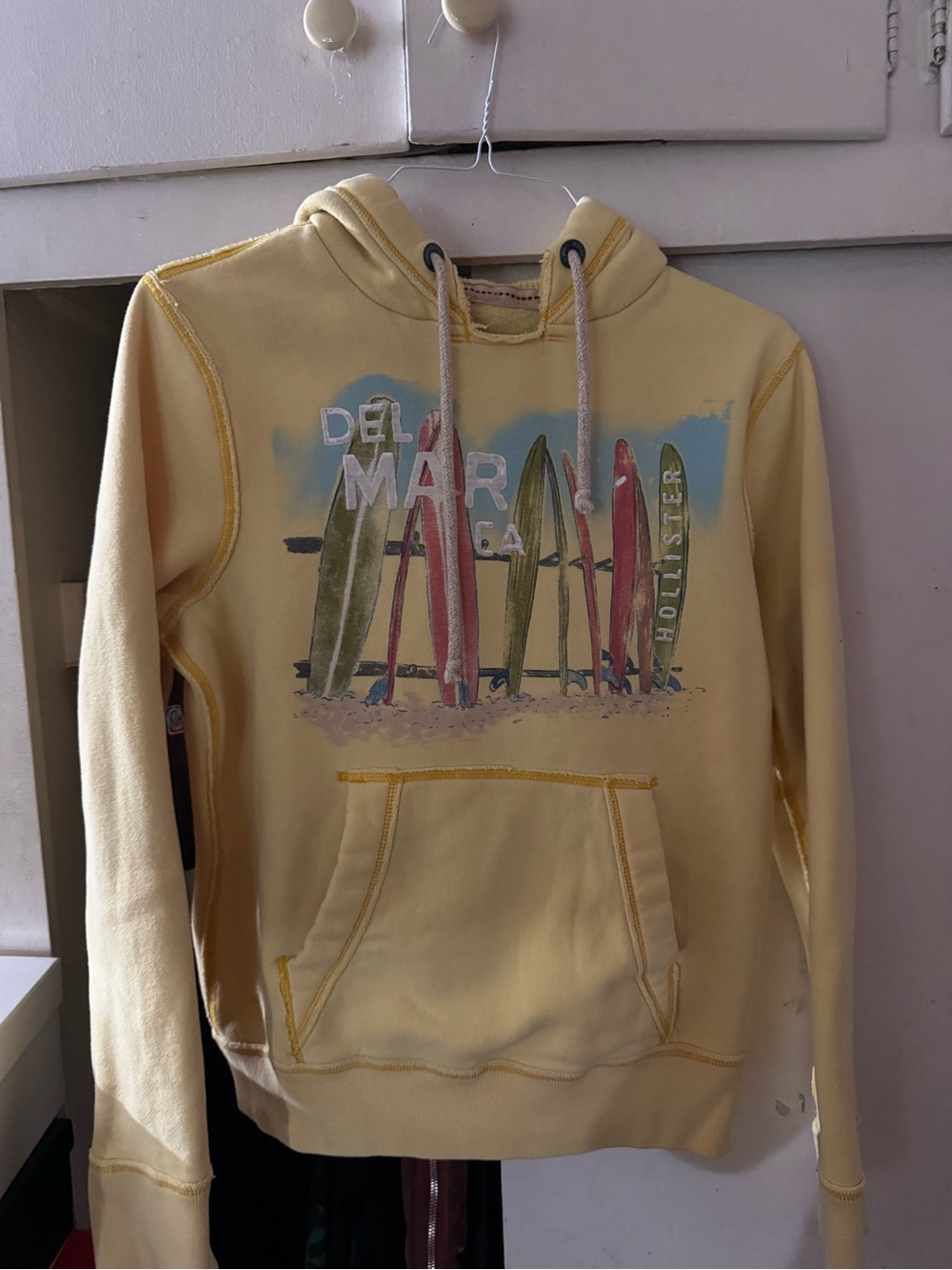 Nike Yellow Crewneck Hoodie with Surfboard Graphic - Men